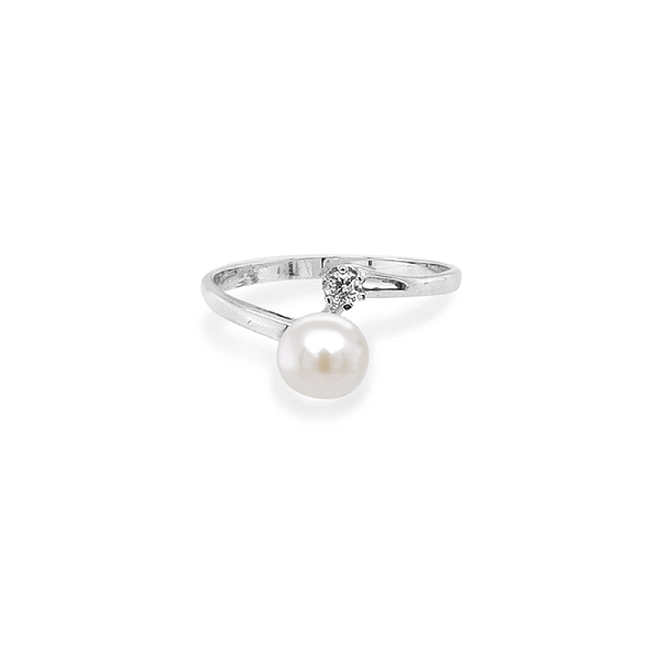 Goldring mit Perle und Zirkonen