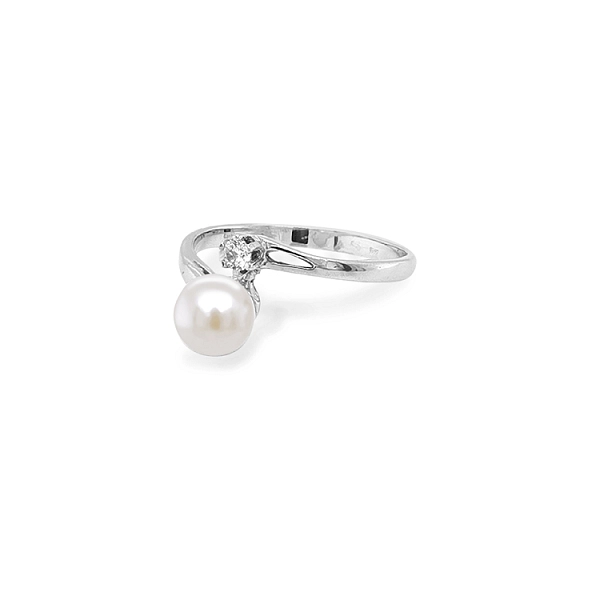 Goldring mit Perle und Zirkonen