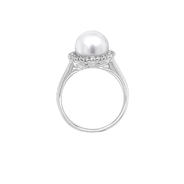 Goldring mit Perle und Zirkonen