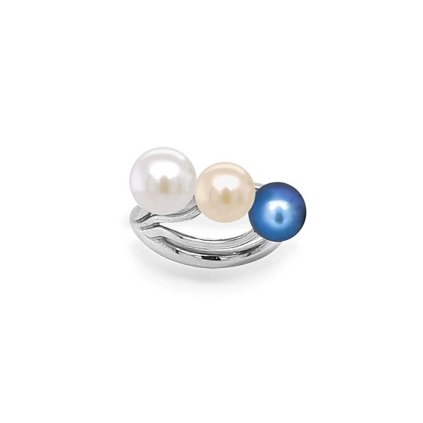 Goldring mit farbigen Perlen