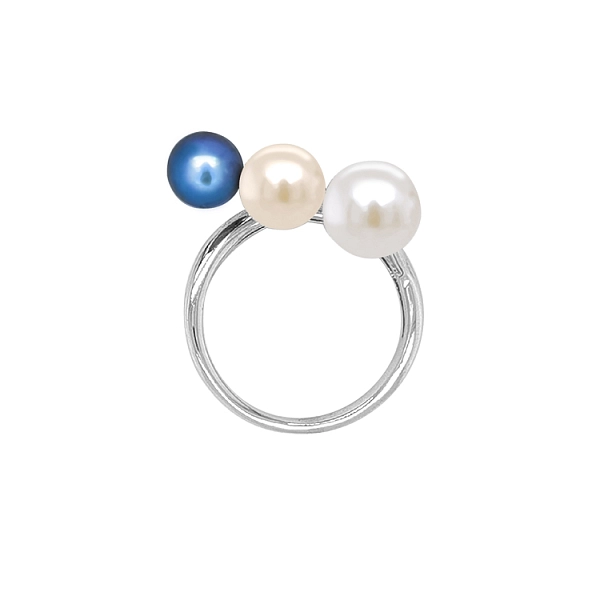 Goldring mit farbigen Perlen