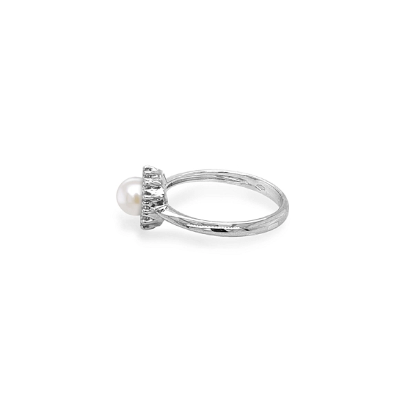Goldring mit Perle und Zirkonen