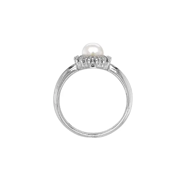 Goldring mit Perle und Zirkonen