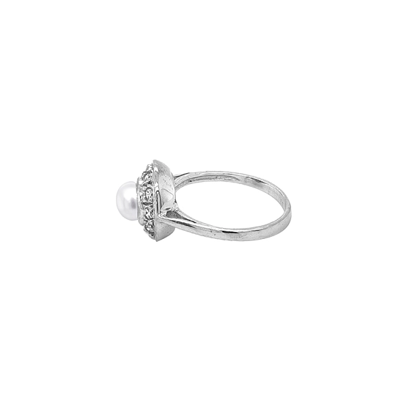 Goldring mit Perle und Zirkonen