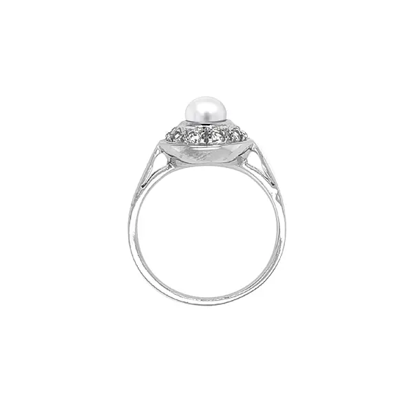 Goldring mit Perle und Zirkonen