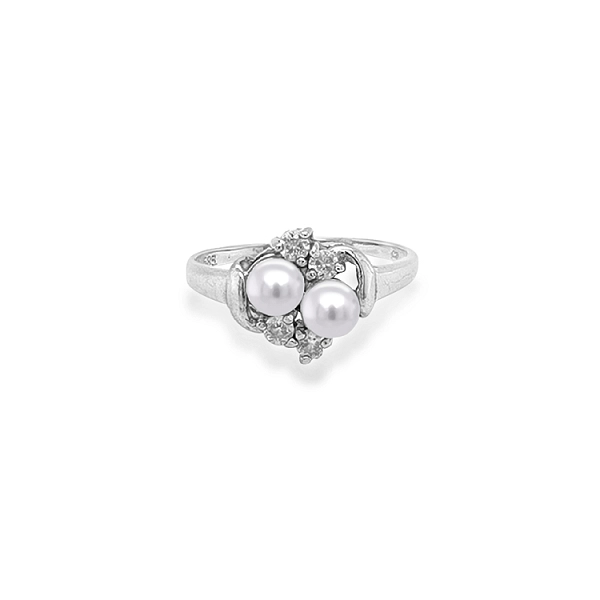 Goldring mit Perle und Zirkonen
