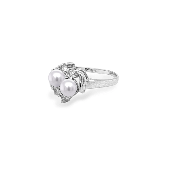 Goldring mit Perle und Zirkonen