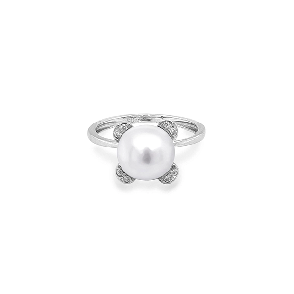Goldring mit Perle und Zirkonen