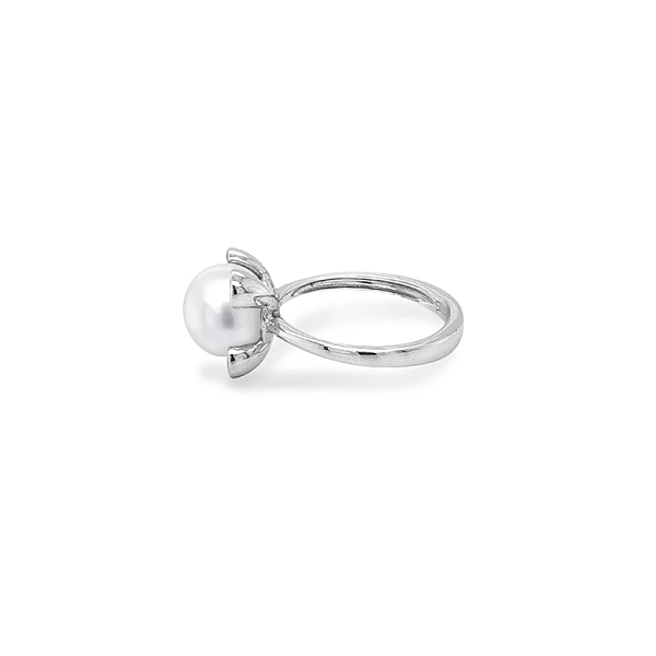 Goldring mit Perle und Zirkonen