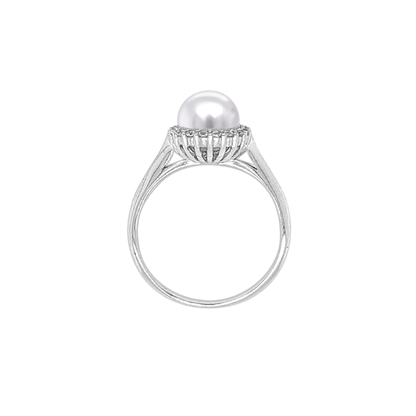 Goldring mit Perle und Zirkonen