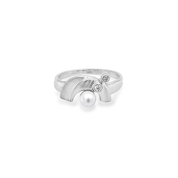 Goldring mit Perle und Zirkonen