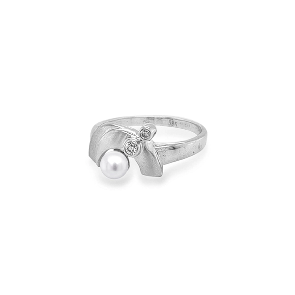 Goldring mit Perle und Zirkonen