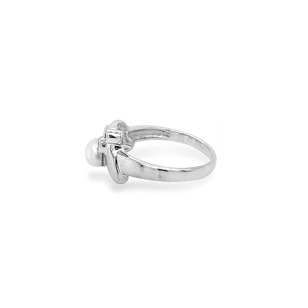 Goldring mit Perle und Zirkonen