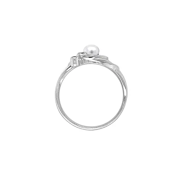 Goldring mit Perle und Zirkonen