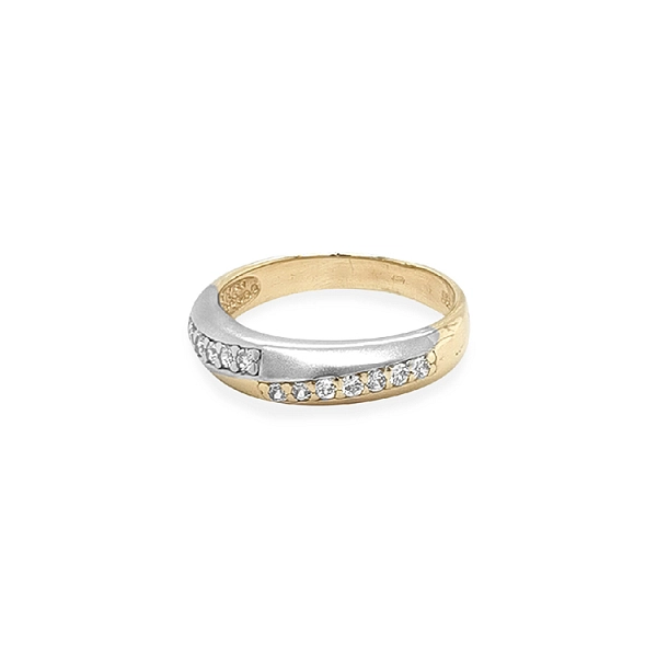 Goldring mit Zirkonen aus kombiniertem Gold