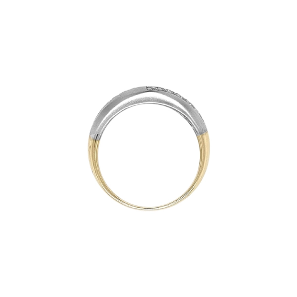 Goldring mit Zirkonen aus kombiniertem Gold