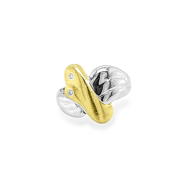 Goldring mit Zirkonen aus kombiniertem Gold