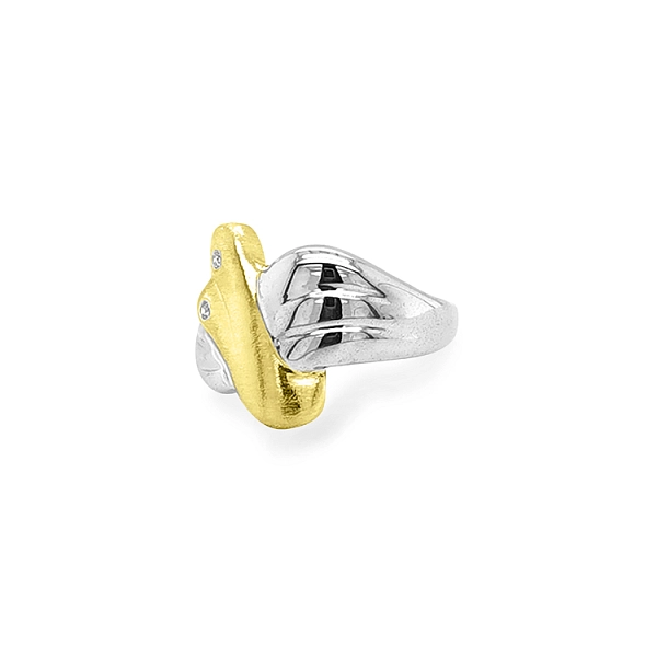 Goldring mit Zirkonen aus kombiniertem Gold