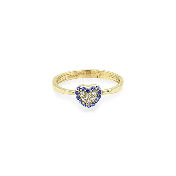Gold Herz Ring mit farbigen Steinen