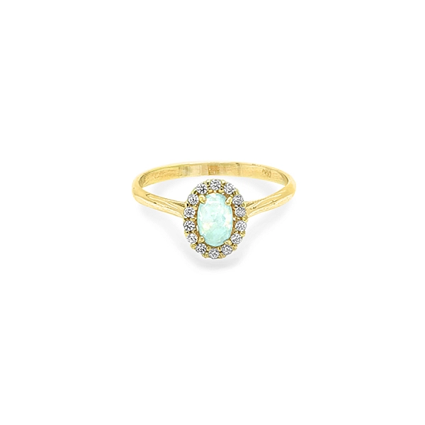 Goldring mit Opal und Zirkonen