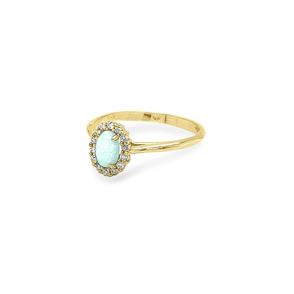 Goldring mit Opal und Zirkonen