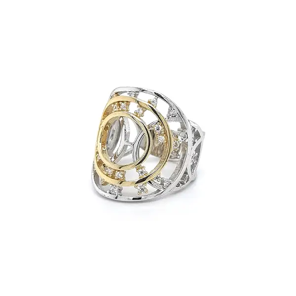 Ring mit Zirkonias in Gold-Kombination