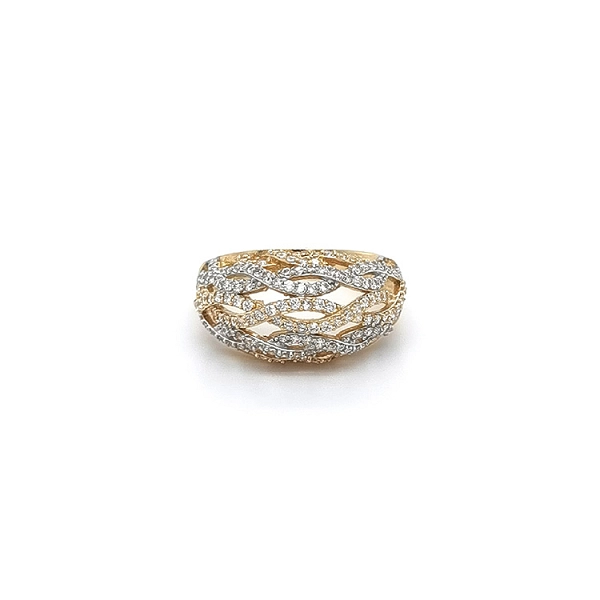 Ring mit Zirkonias in Gold-Kombination