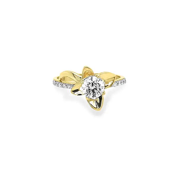 Goldring Blume mit Zirkonen