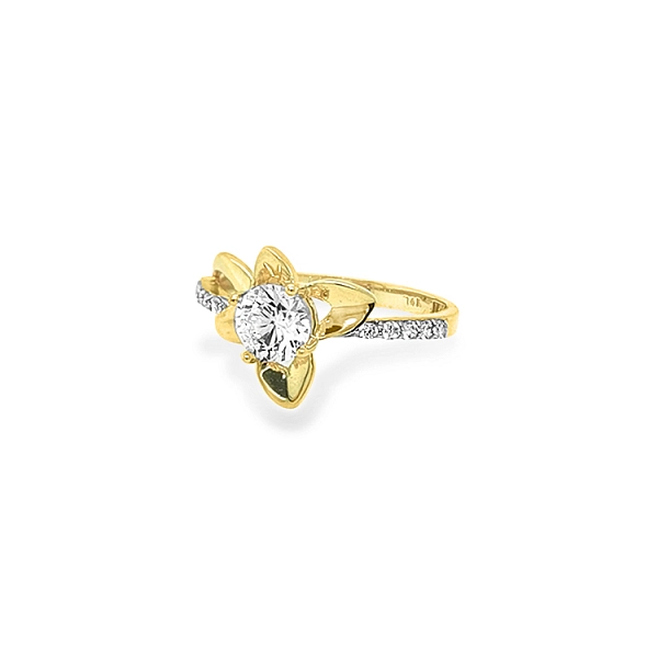 Goldring Blume mit Zirkonen
