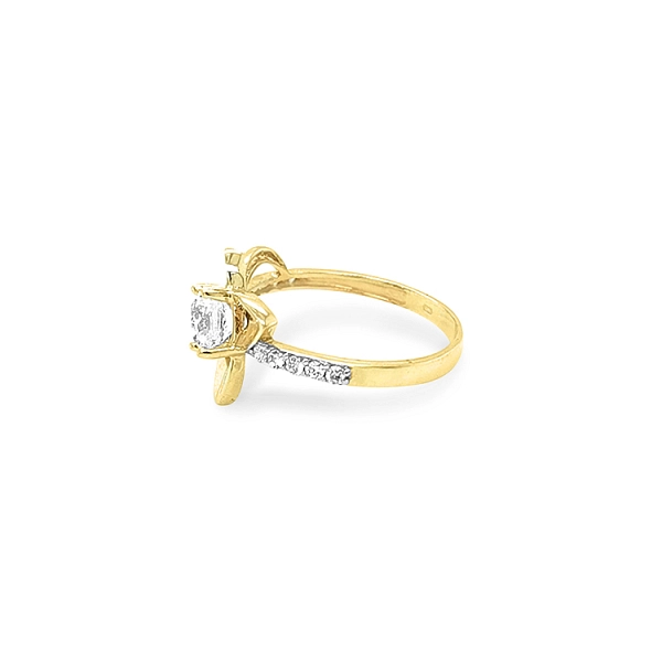 Goldring Blume mit Zirkonen