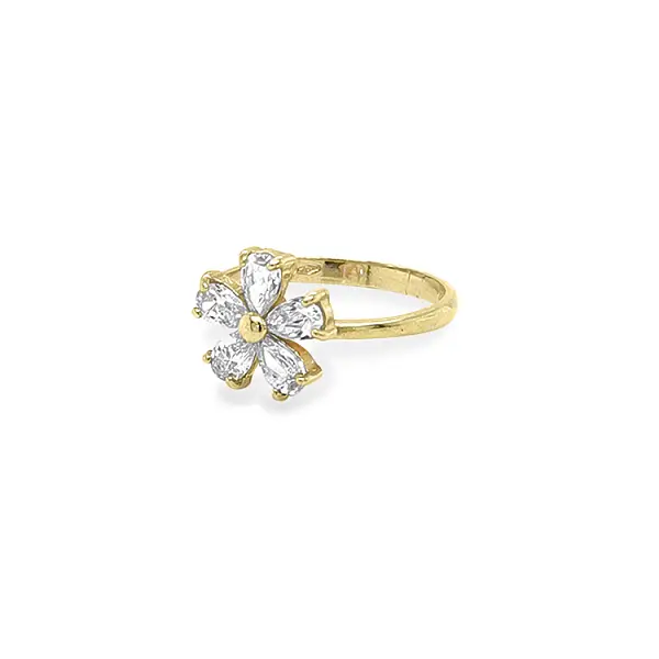 Goldring Blume mit Zirkonen