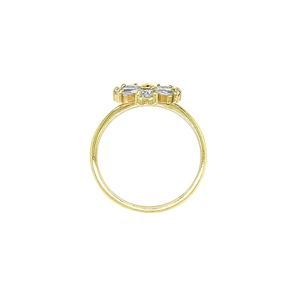 Goldring Blume mit Zirkonen