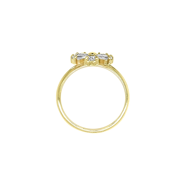 Goldring Blume mit Zirkonen