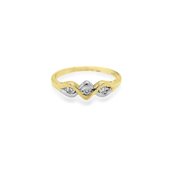 Goldring mit Zirkonen aus kombiniertem Gold