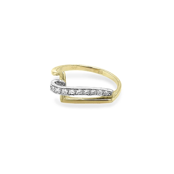 Goldring mit Zirkonen aus kombiniertem Gold