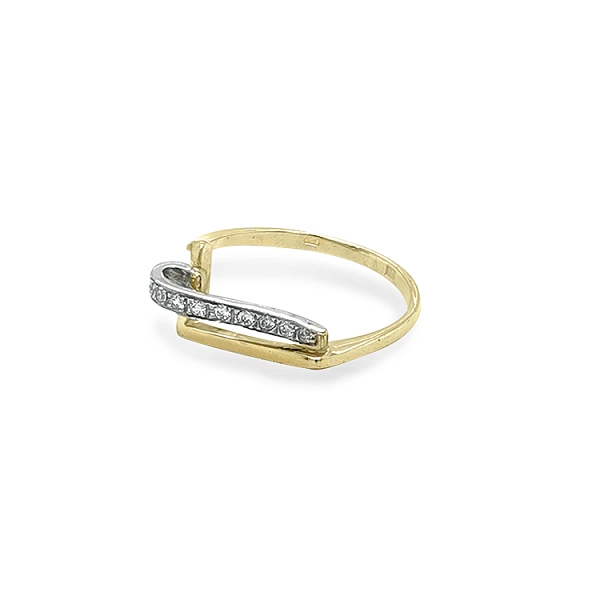 Goldring mit Zirkonen aus kombiniertem Gold