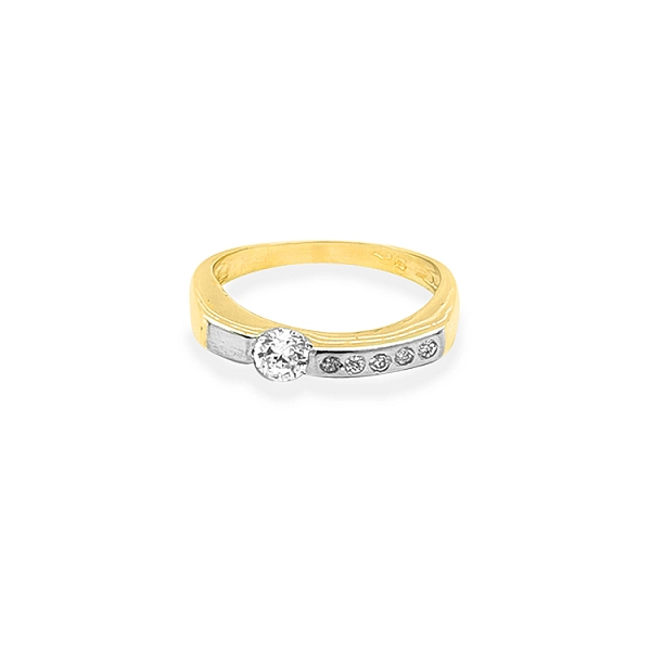 Goldring mit Zirkonen aus kombiniertem Gold