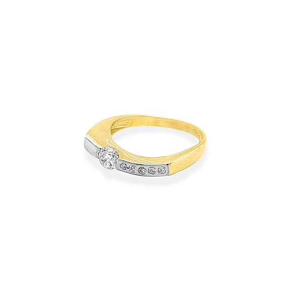 Goldring mit Zirkonen aus kombiniertem Gold