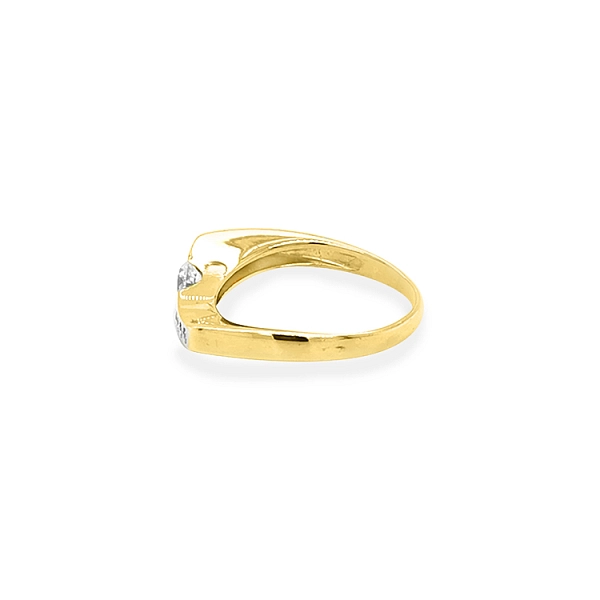 Goldring mit Zirkonen aus kombiniertem Gold