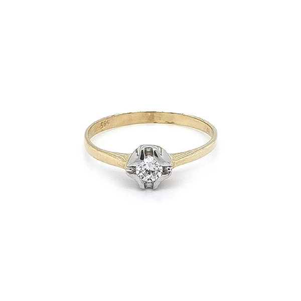 Verlobungsring mit Zirkon aus kombiniertem Gold