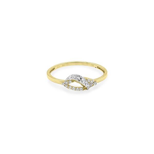 Goldring mit Zirkonen aus kombiniertem Gold