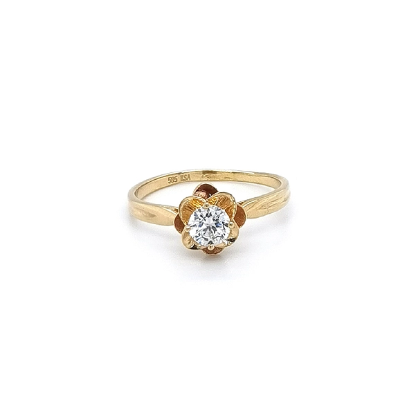 Goldring Glitzernde Blume mit zentralem Zirkon