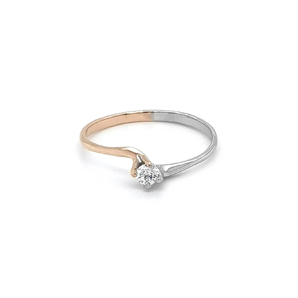 Verlobungsring mit Zirkon aus kombiniertem Gold