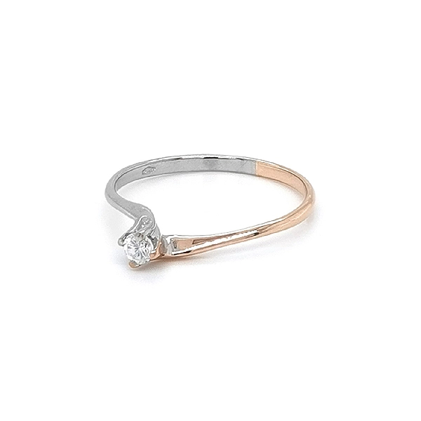 Verlobungsring mit Zirkon aus kombiniertem Gold