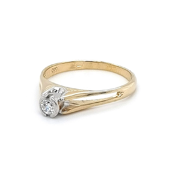Verlobungsring mit Zirkon aus kombiniertem Gold