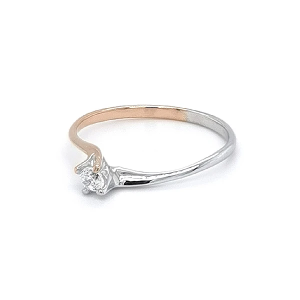 Verlobungsring mit Zirkon aus kombiniertem Gold