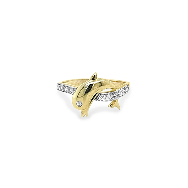 Goldring Delphin mit Zirkonen