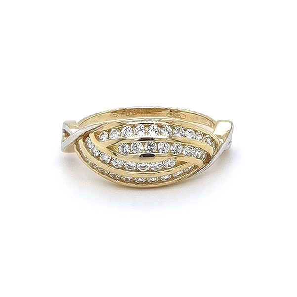 Ring mit Zirkonias in Gold-Kombination