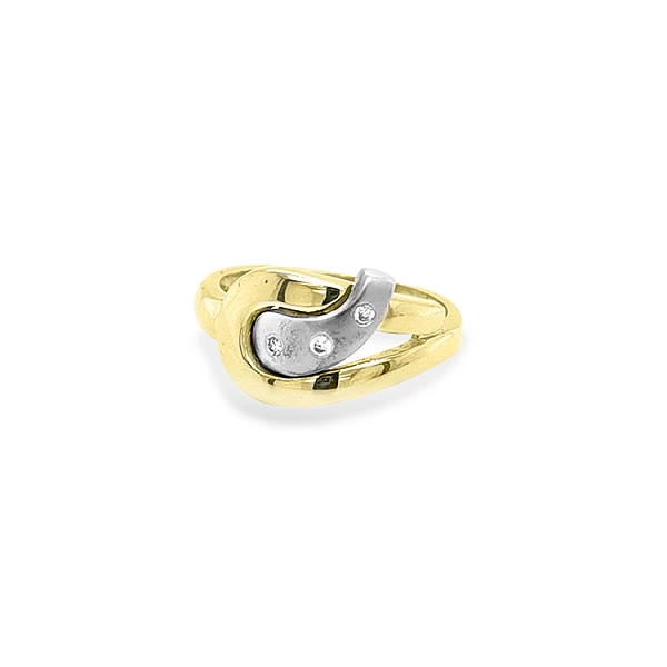 Goldring mit Zirkonen aus kombiniertem Gold