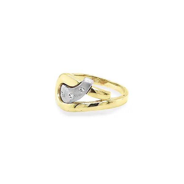 Goldring mit Zirkonen aus kombiniertem Gold